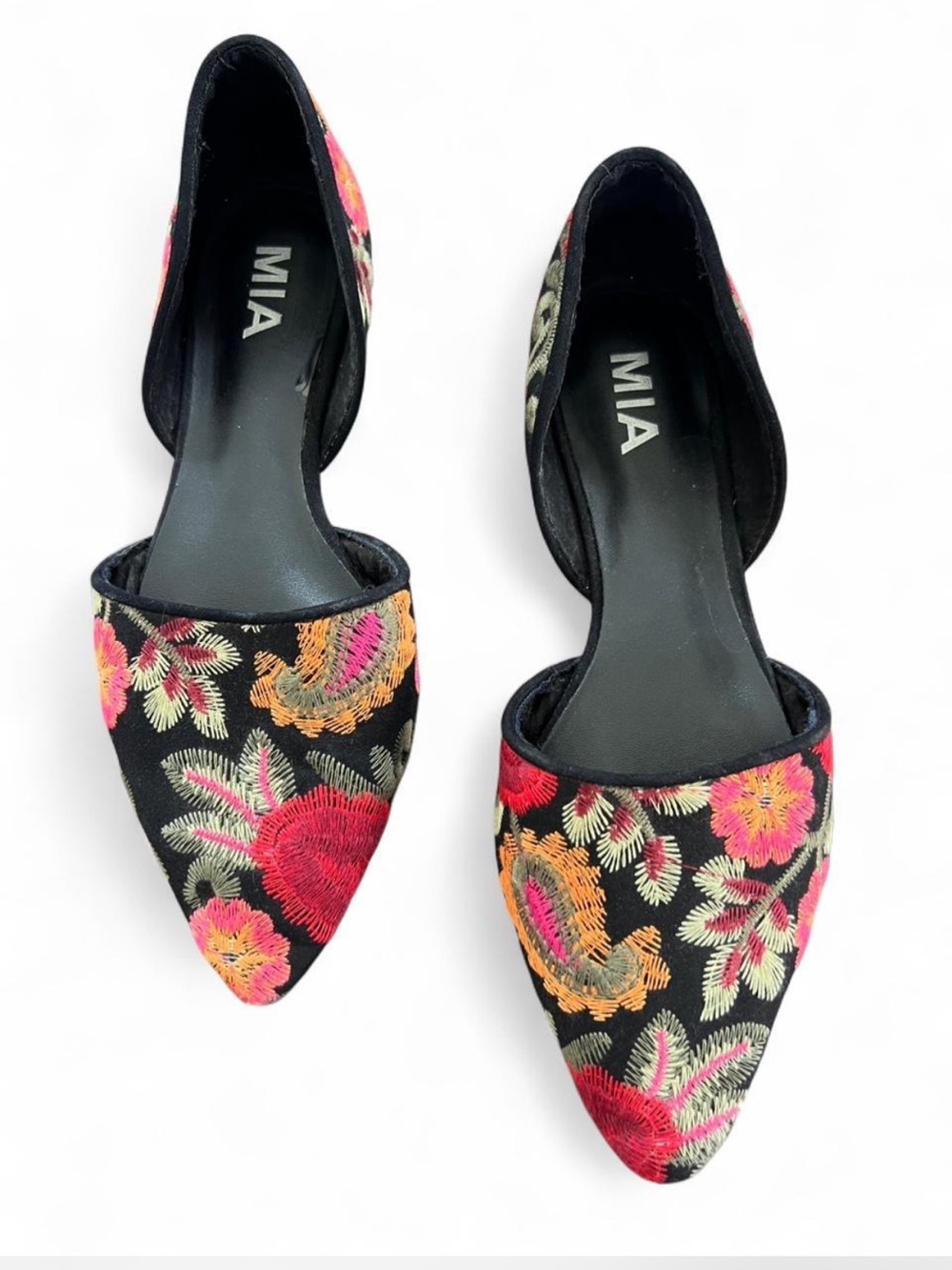 MIA Caroline Embroidered Floral D'Orsay Flats - Boho Chic - Size 7